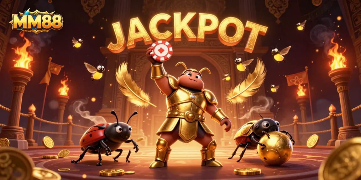Win big at MM88 with a vivid illustration showcasing the excitement of gambling and jackpots.