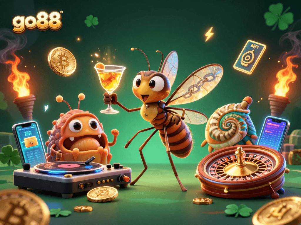 Experience go88's vibrant casino scene with unique cartoon characters and dynamic gaming elements.