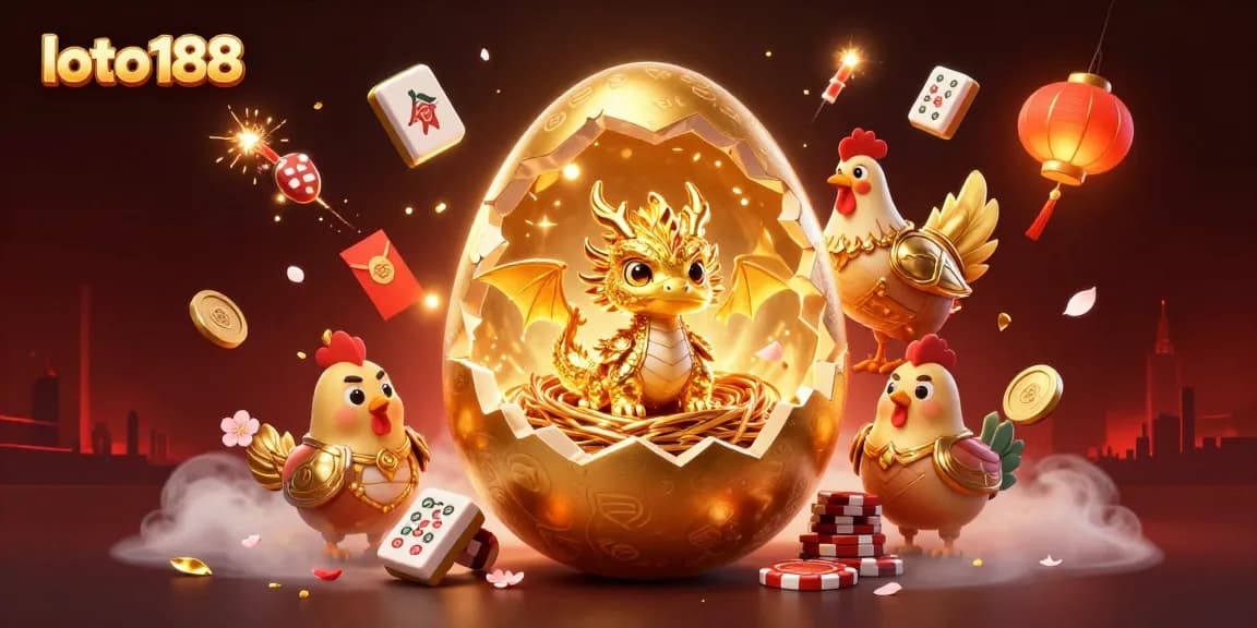 Experience gaming excitement at loto188 with a golden dragon and poker chips amidst vibrant animations.