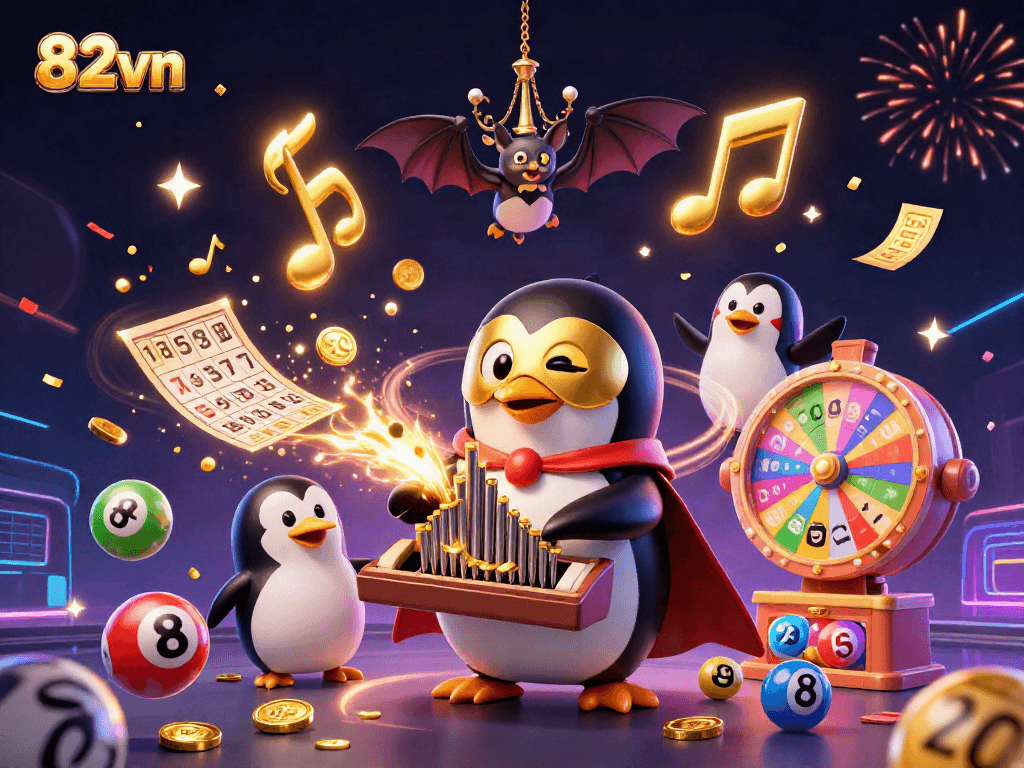 Engage with the excitement of gambling at 82vn with a vibrant 3D casino scene.