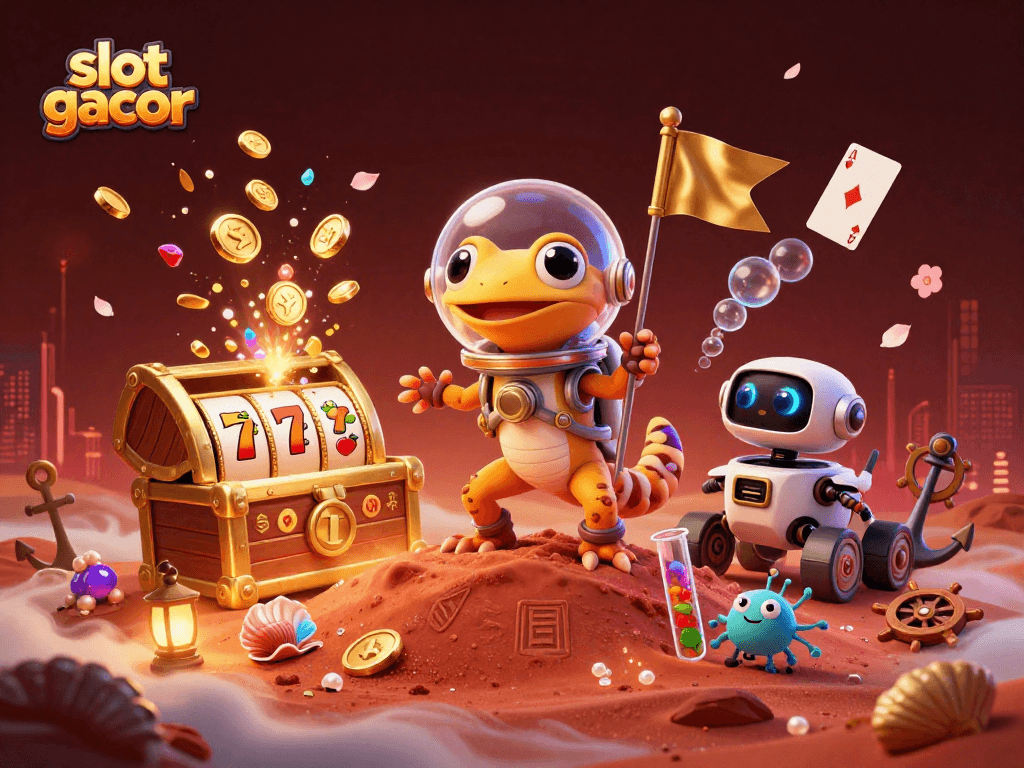 Engage with slot gacor in a vibrant Martian casino adventure with delightful characters and dynamic gaming elements.