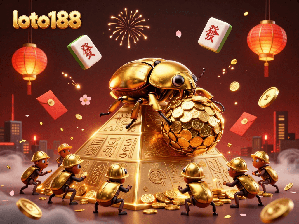 Experience the excitement of loto188 with vibrant casino symbols and action-packed scenes.