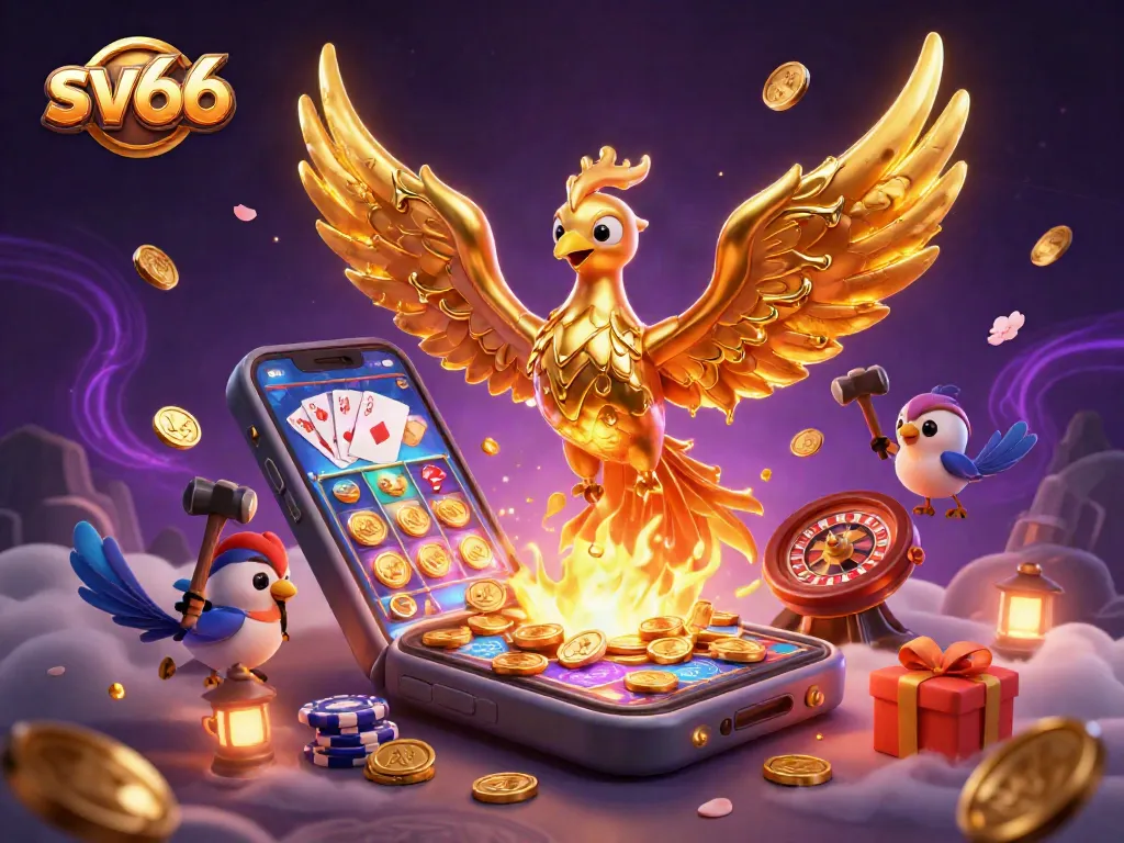 Experience the excitement of sv66 with a molten gold phoenix and dynamic casino elements.