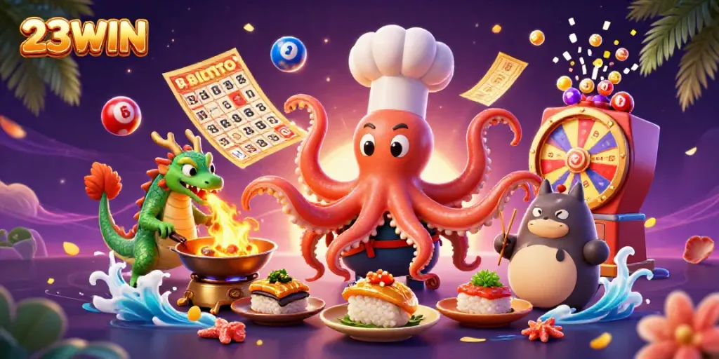 Experience thrilling gameplay with 23WIN through cartoon characters and dynamic casino elements.