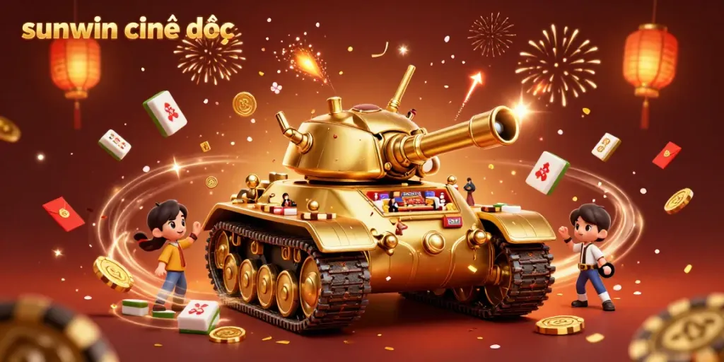 Experience excitement at sunwin chính thức with a vibrant 3D casino illustration featuring dazzling characters and festive elements.