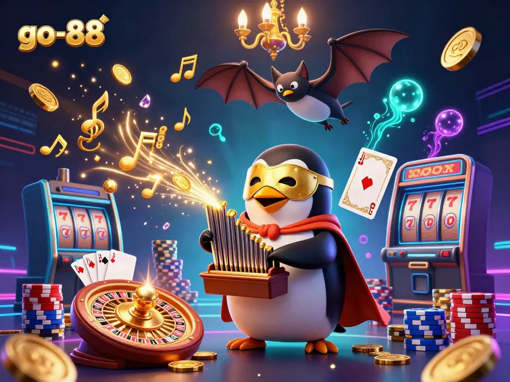Experience thrilling gameplay at go-88 with a dazzling casino scene featuring dynamic characters and rich visuals.