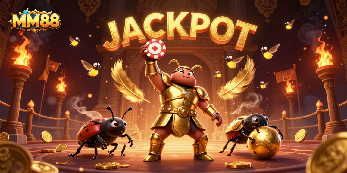 Win big at MM88 with a vivid illustration showcasing the excitement of gambling and jackpots.