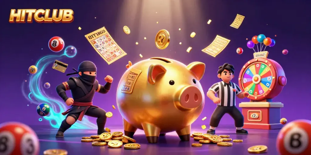 Engage in thrilling gameplay at HITCLUB with vibrant casino elements and dynamic characters.