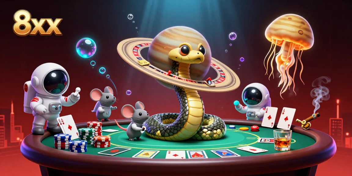 Experience thrilling bets with the 8xx roulette wheel in a cosmic casino scene.