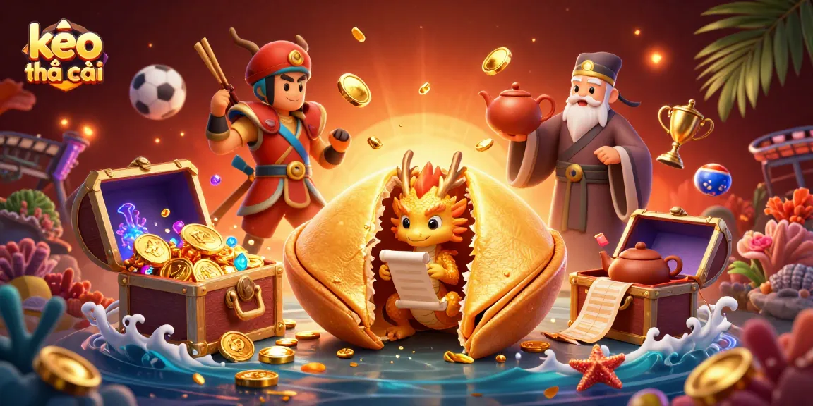 Engage with kèo nhà cái through a vibrant 3D casino scene showcasing fortune elements and sports betting features.