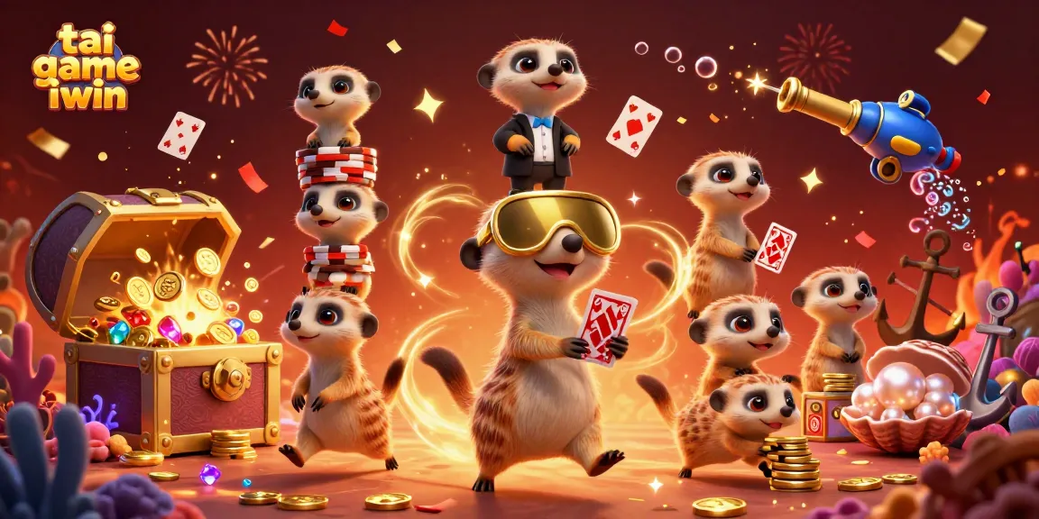 Tai game iwin features vibrant meerkats operating an elaborate casino in an imaginative 3D scene.