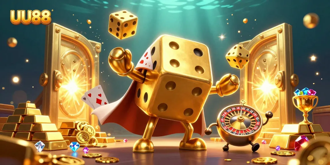 Experience the excitement of winning at UU88 with dazzling golden dice and dynamic casino elements.