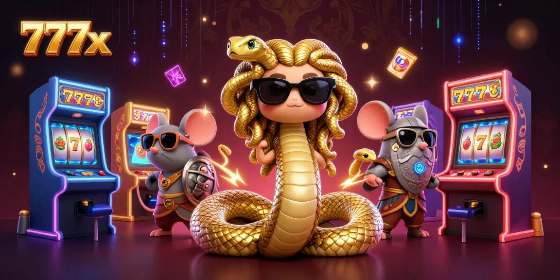 Spin and win with 777x in this vibrant casino-themed illustration featuring detailed characters and games.