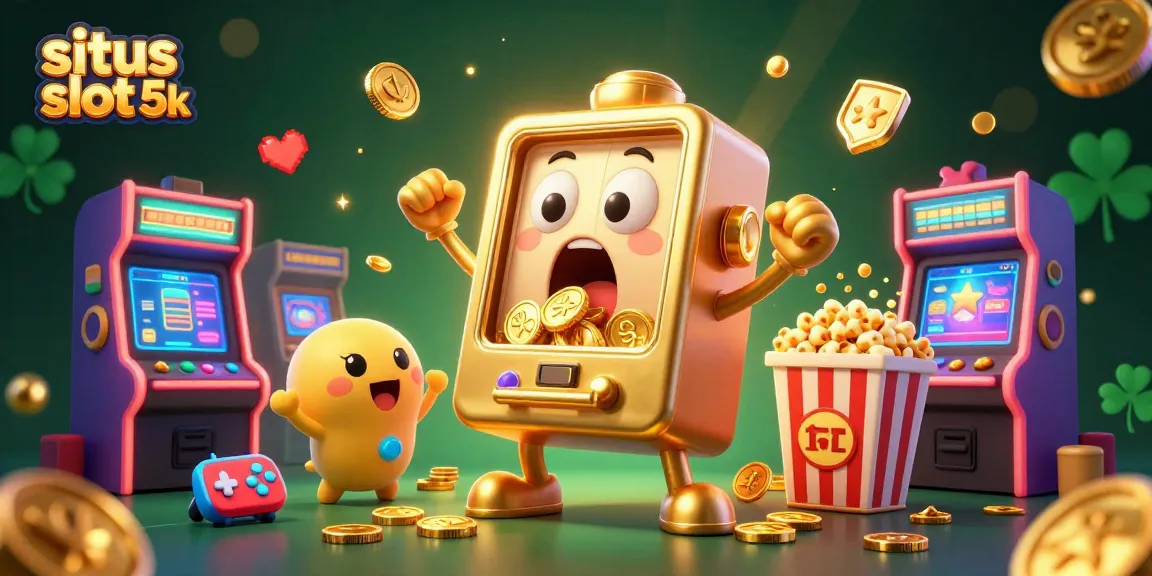 Experience the excitement of winning on situs slot 5k with vibrant slot machines and gaming elements.