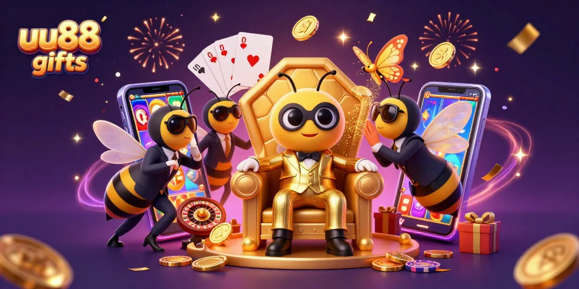 uu88 gifts showcase vibrant 3D cartoon casino characters with games and celebratory elements.