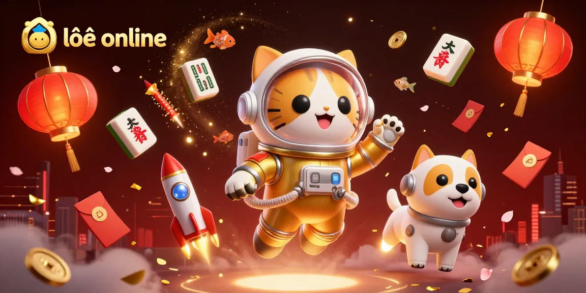 Engage with lô đề online in a vibrant 3D illustration featuring a cat astronaut and spacescape.