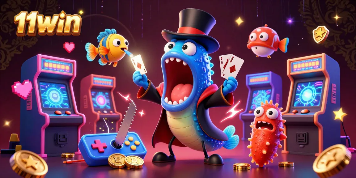 Engage with the thrilling magic of 11WIN as deep-sea characters perform captivating casino tricks.
